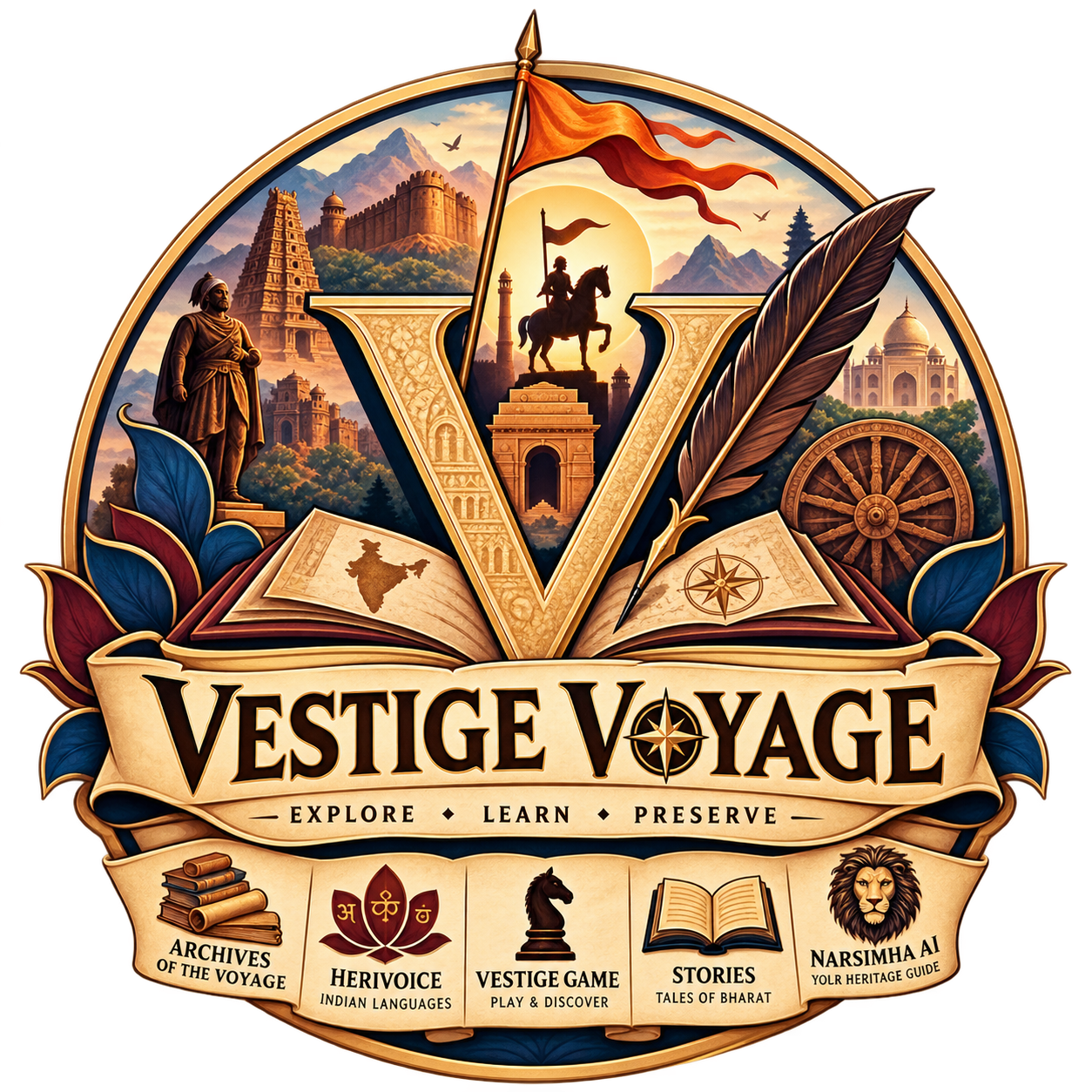 Vestige Voyage crest — Explore, Learn, Preserve
